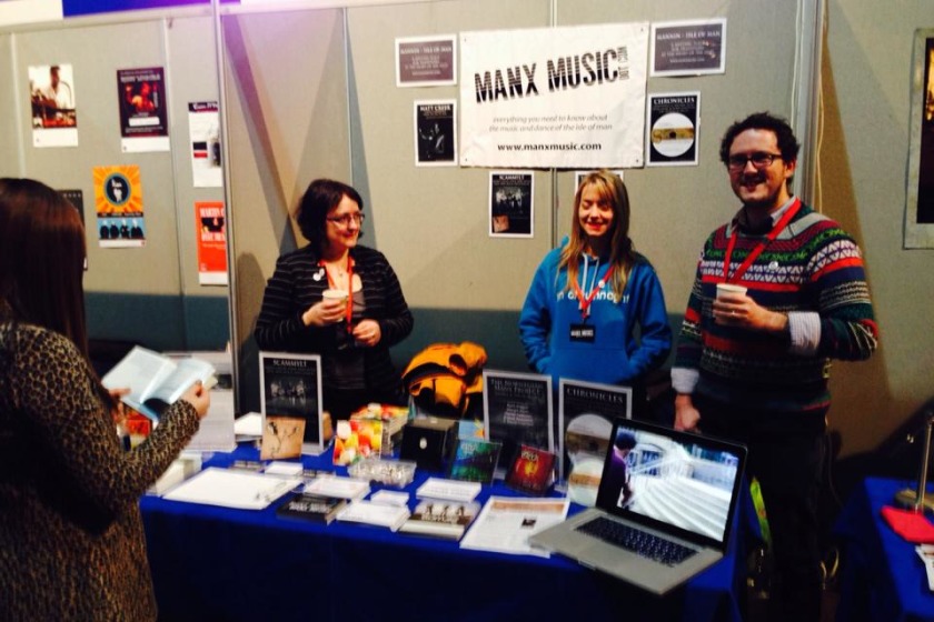 Breesha and Chloe from Culture Vannin with David Kilgallon at the trade fair